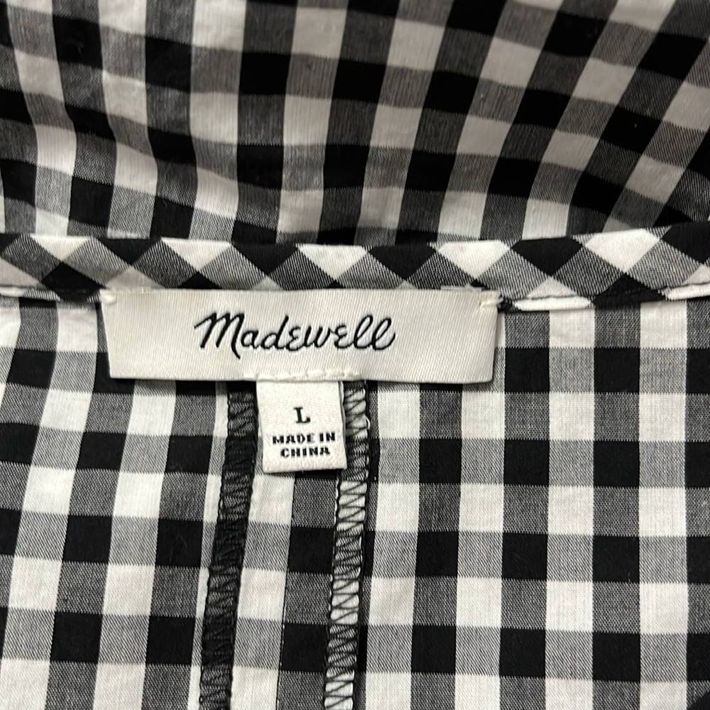 Madewell Smocked Gingham Tassel Tie Top - Picture 6 of 7